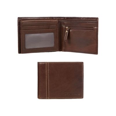 Brown leather wallet in a gift box